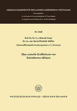 Kartonierter Einband Über unsterile Großkulturen von Scenedesmus obliquus von Heinrich Kraut