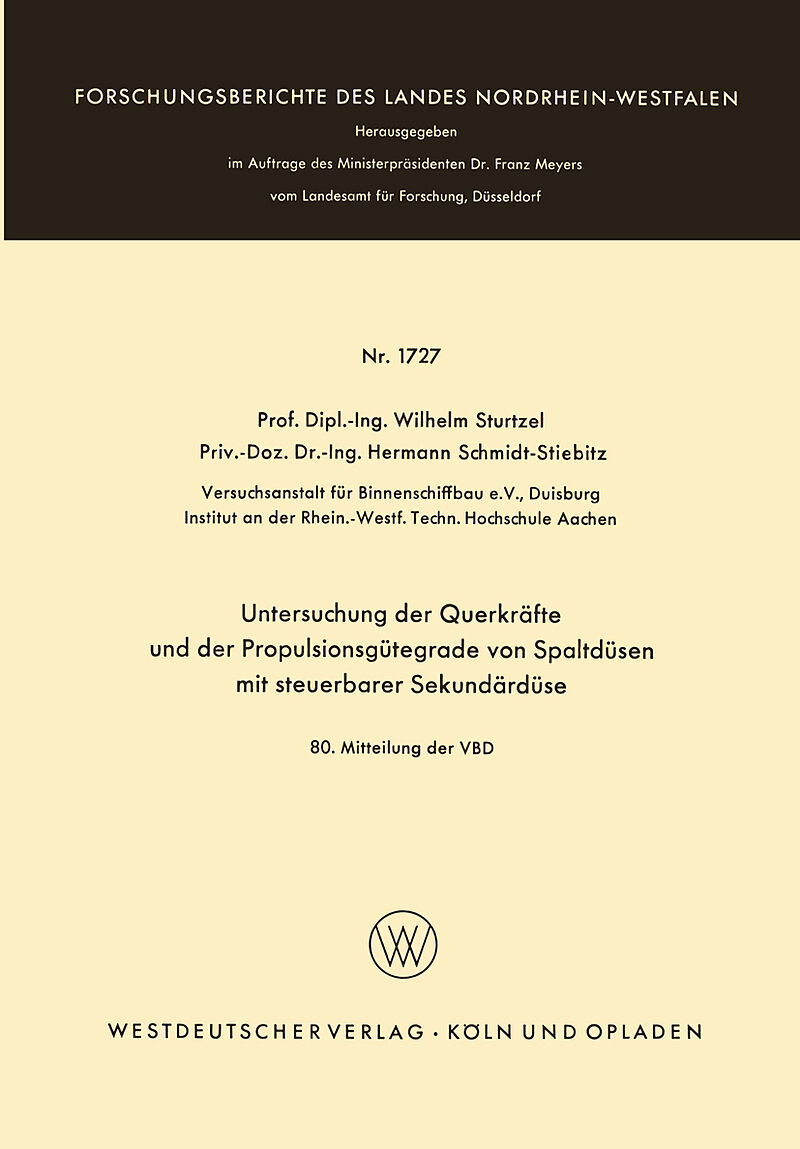 Untersuchung der Querkräfte und der Propulsionsgütegrade von Spaltdüsen mit steuerbarer Sekundärdüse