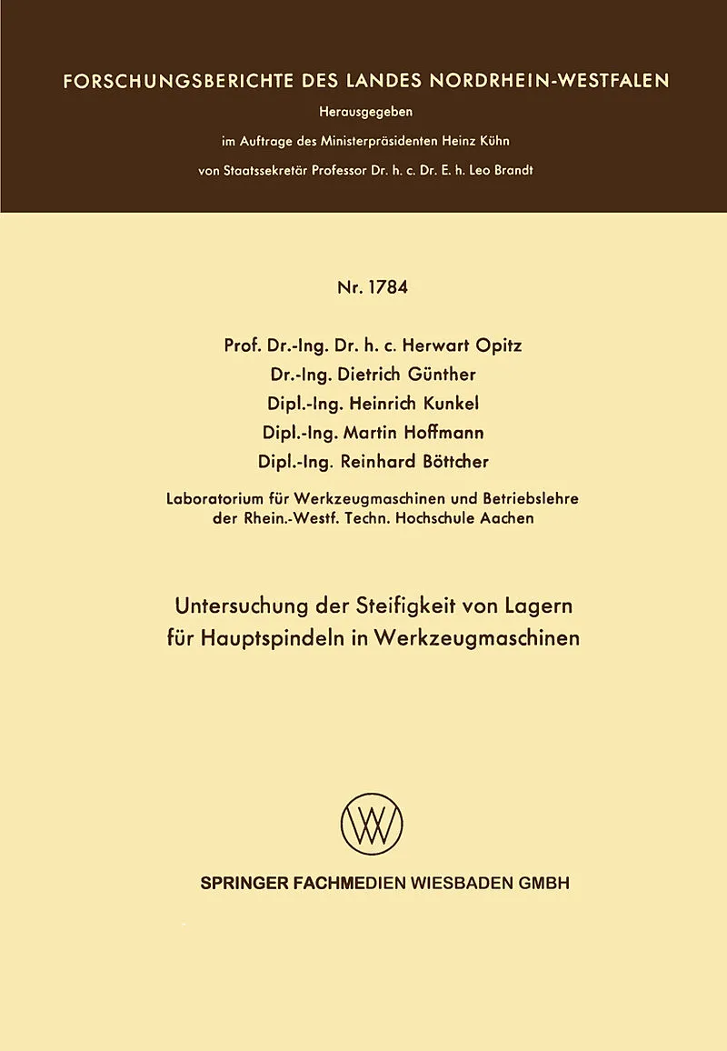 Untersuchung der Steifigkeit von Lagern für Hauptspindeln in Werkzeugmaschinen