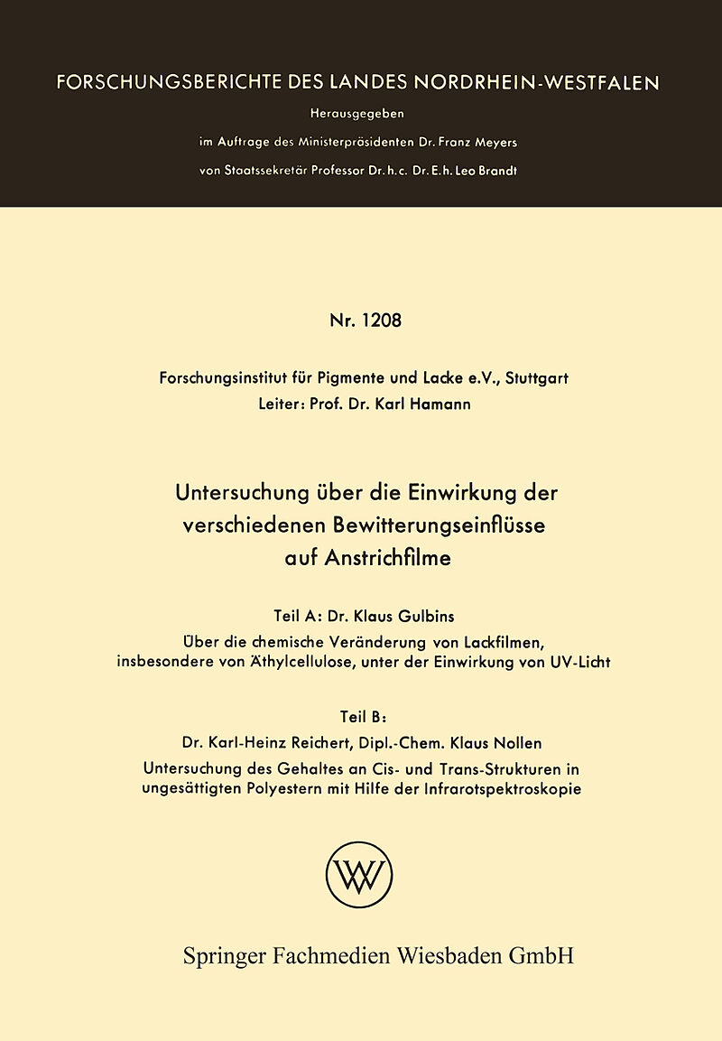 Untersuchung über die Einwirkung der verschiedenen Bewitterungseinflüsse auf Anstrichfilme