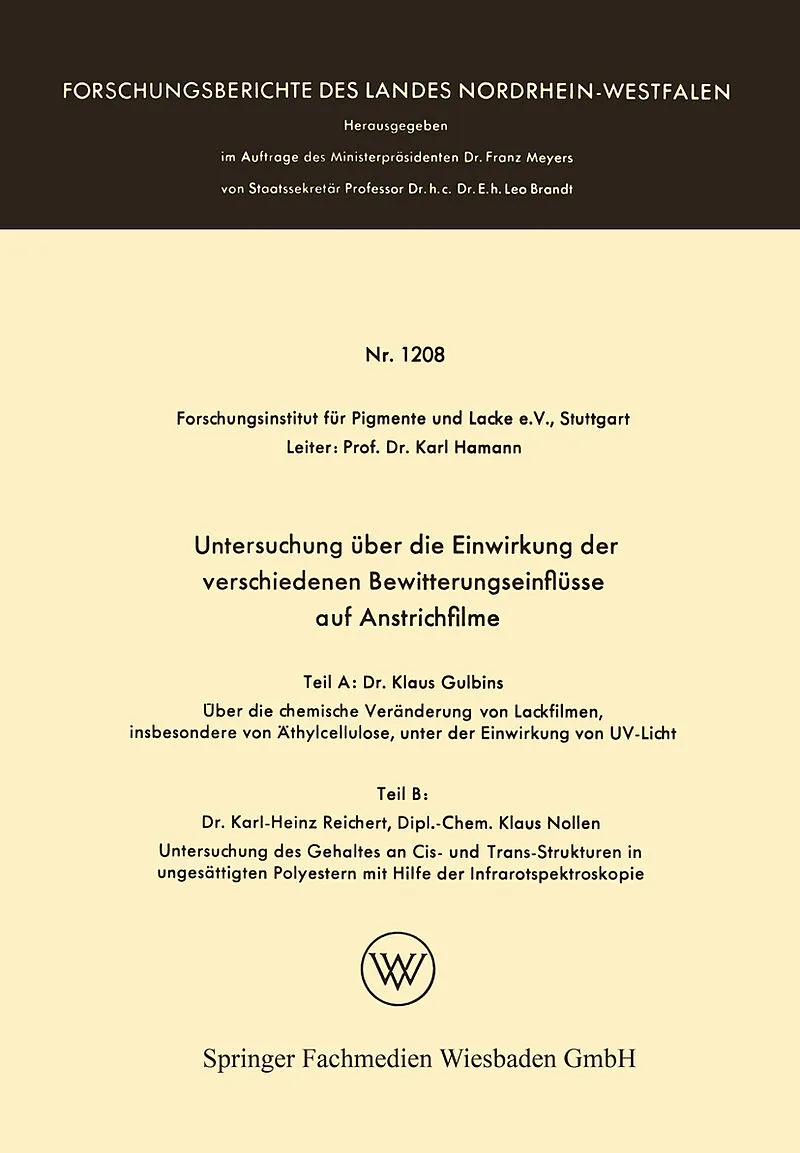 Untersuchung über die Einwirkung der verschiedenen Bewitterungseinflüsse auf Anstrichfilme