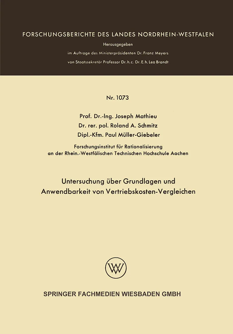 Untersuchung über Grundlagen und Anwendbarkeit von Vertriebskosten-Vergleichen