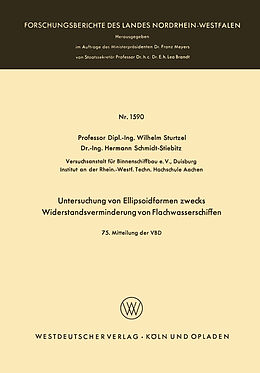 Kartonierter Einband Untersuchung von Ellipsoidformen zwecks Widerstandsverminderung von Flachwasserschiffen von Wilhelm Sturtzel