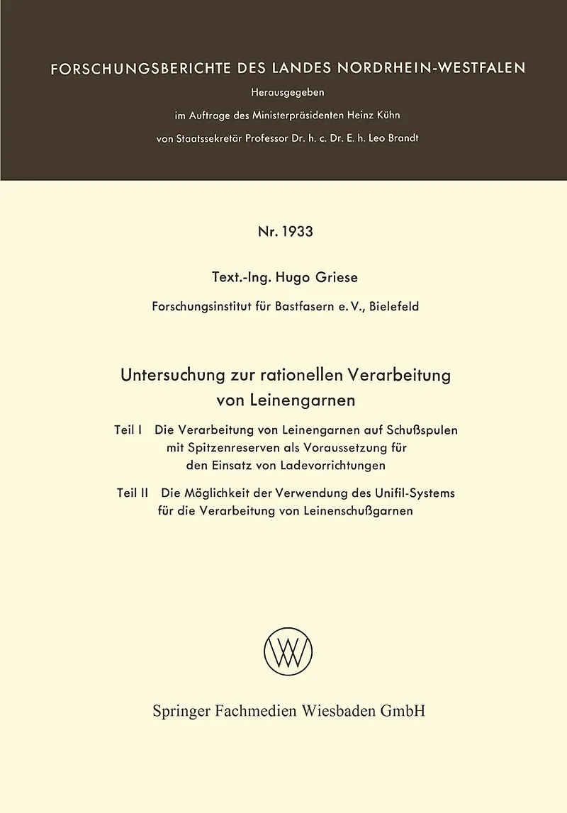 Untersuchung zur rationellen Verarbeitung von Leinengarnen