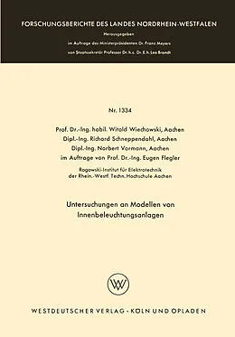 Kartonierter Einband Untersuchungen an Modellen von Innenbeleuchtungsanlagen von Witold Wiechowski