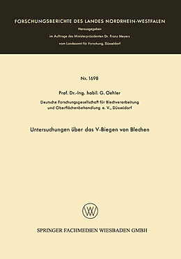 Kartonierter Einband Untersuchungen über das V-Biegen von Blechen von Gerhard Oehler
