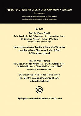 Kartonierter Einband Untersuchungen zur Epidemiologie des Virus der Lymphocytären Choriomeningitis (LCM) in Westdeutschland von Werner Scheid
