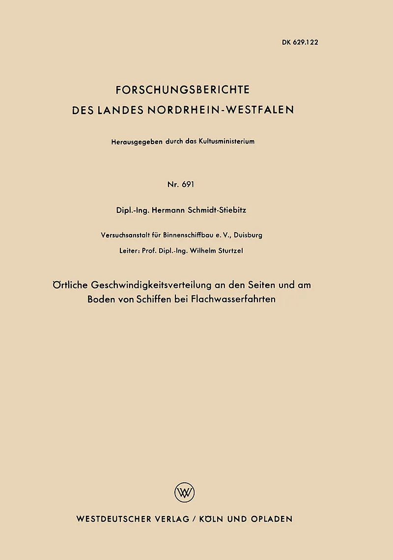 Örtliche Geschwindigkeitsverteilung an den Seiten und am Boden von Schiffen bei Flachwasserfahrten