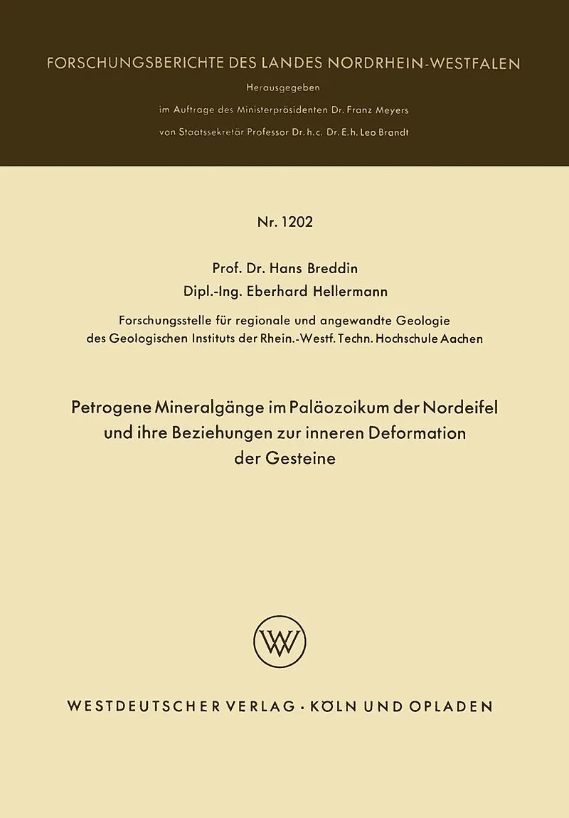 Petrogene Mineralgänge im Paläozoikum der Nordeifel und ihre Beziehungen zur inneren Deformation der Gesteine