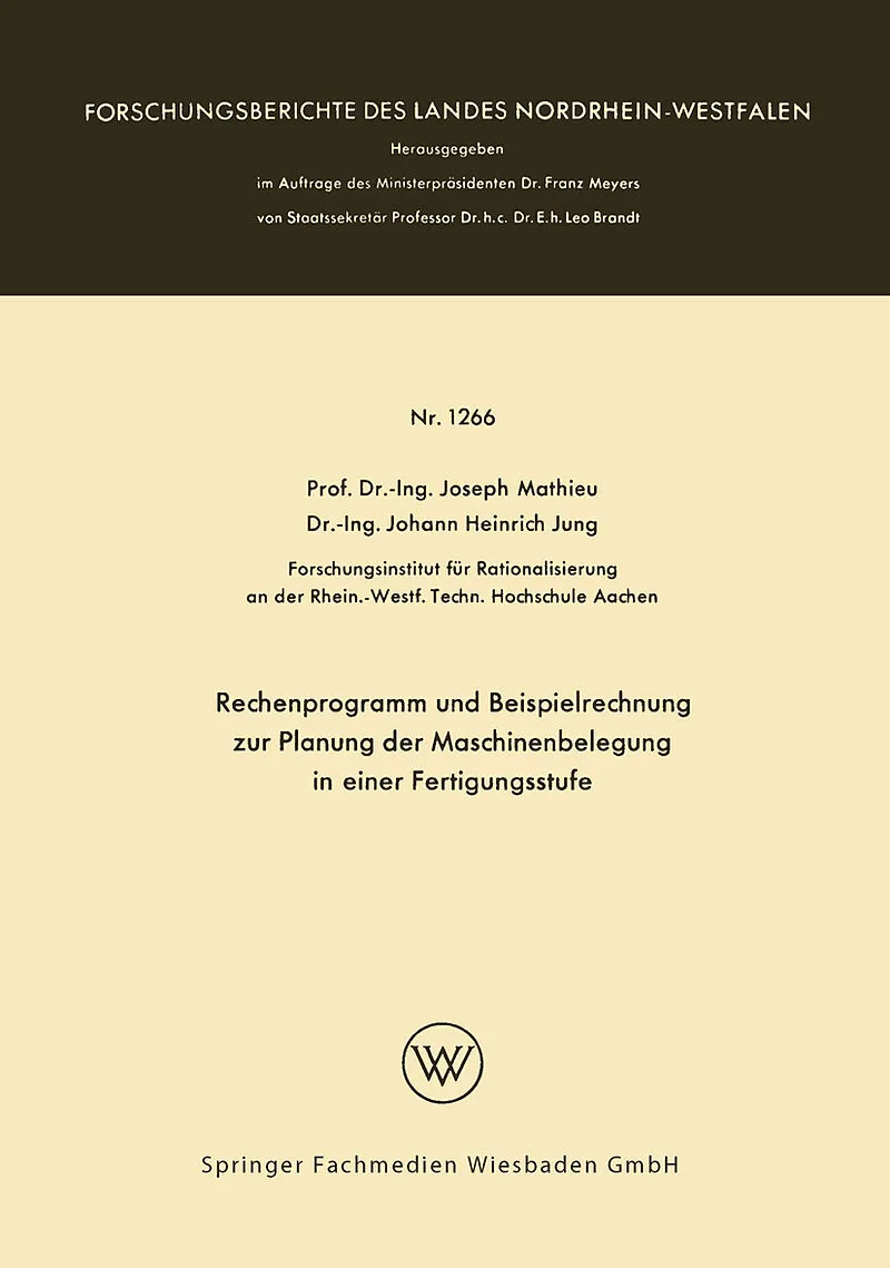 Rechenprogramm und Beispielrechnung zur Planung der Maschinenbelegung in einer Fertigungsstufe