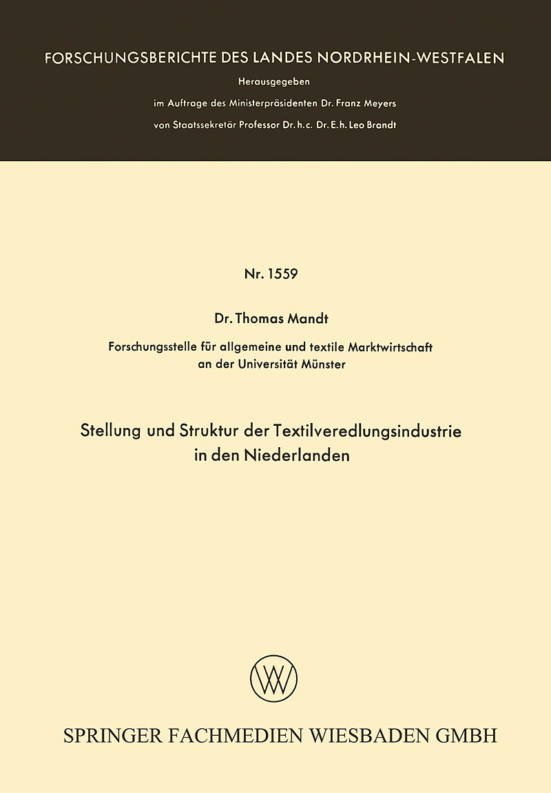 Stellung und Struktur der Textilveredlungsindustrie in den Niederlanden