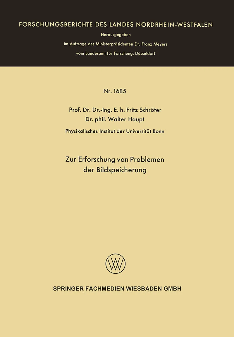 Zur Erforschung von Problemen der Bildspeicherung