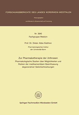 E-Book (pdf) Zur Pharmakotherapie der Arthrosen von Dieter Abbo Kalbhen