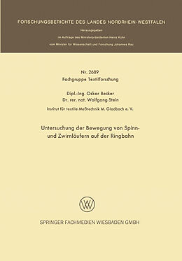 E-Book (pdf) Untersuchung der Bewegung von Spinn- und Zwirnläufern auf der Ringbahn von Oskar Becker