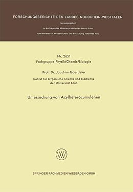 E-Book (pdf) Untersuchung von Acylheterocumulenen von Joachim Goerdeler