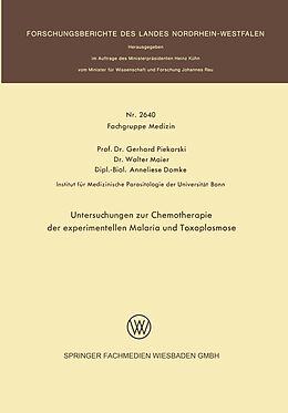 E-Book (pdf) Untersuchungen zur Chemotherapie der experimentellen Malaria und Toxoplasmose von Gerhard Piekarski