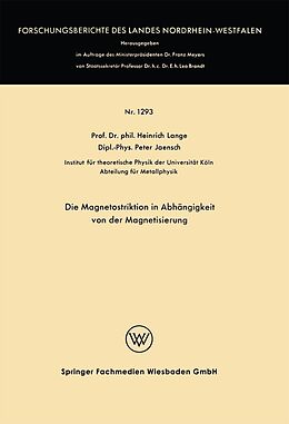 E-Book (pdf) Die Magnetostriktion in Abhängigkeit von der Magnetisierung von Heinrich Lange