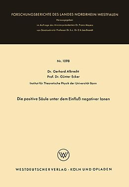 E-Book (pdf) Die positive Säule unter dem Einfluß negativer Ionen von Gerhard Albrecht