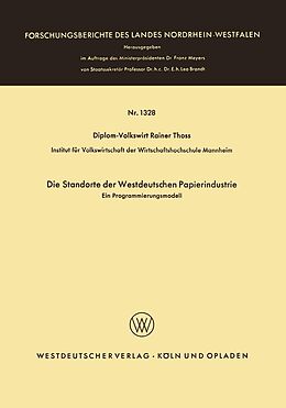 E-Book (pdf) Die Standorte der westdeutschen Papierindustrie von Rainer Thoss