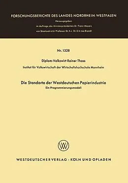E-Book (pdf) Die Standorte der westdeutschen Papierindustrie von Rainer Thoss