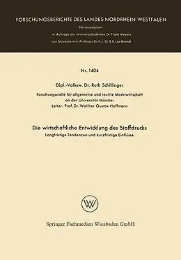 E-Book (pdf) Die wirtschaftliche Entwicklung des Stoffdrucks von Ruth Schillinger