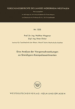 E-Book (pdf) Eine Analyse der Vorgarnschwankungen an Streichgarn-Krempelassortimenten von Walther Wegener