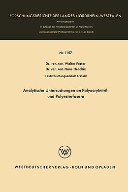 E-Book (pdf) Analytische Untersuchungen an Polyacrylnitril- und Polyesterfasern von Walter Fester