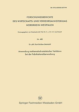 E-Book (pdf) Anwendung mathematisch-statistischer Verfahren bei der Fabrikationsüberwachung von Kurt Brücker-Steinkuhl