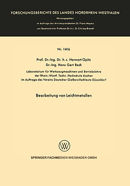E-Book (pdf) Bearbeitung von Leichtmetallen von Herwart Opitz