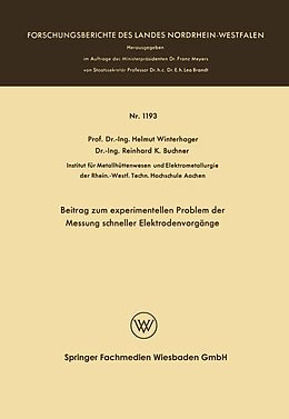 E-Book (pdf) Beitrag zum experimentellen Problem der Messung schneller Elektrodenvorgänge von Helmut Winterhager