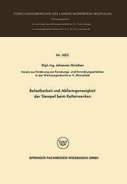 E-Book (pdf) Belastbarkeit und Abformgenauigkeit der Stempel beim Kalteinsenken von Johannes Hoischen