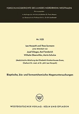 E-Book (pdf) Bioptische, bio- und fermentchemische Magenuntersuchungen von Leo Norpoth, Theo Surmann