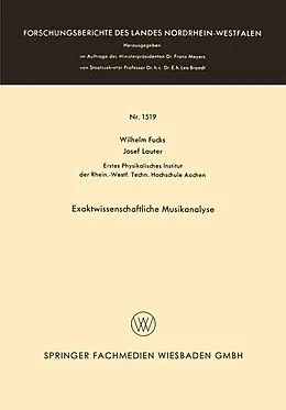 E-Book (pdf) Exaktwissenschaftliche Musikanalyse von Wilhelm Fucks