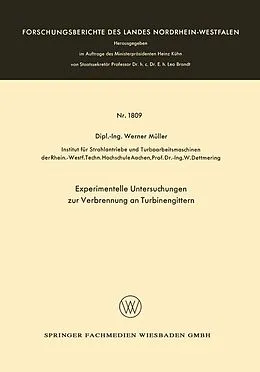 E-Book (pdf) Experimentelle Untersuchungen zur Verbrennung an Turbinengittern von Werner Müller