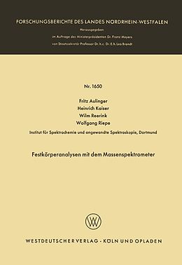E-Book (pdf) Festkörperanalysen mit dem Massenspektrometer von Fritz Aulinger