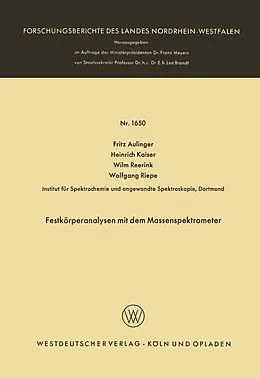 E-Book (pdf) Festkörperanalysen mit dem Massenspektrometer von Fritz Aulinger