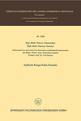 E-Book (pdf) Implizite Runge-Kutta-Formeln von Werner Glasmacher, Dietmar Sommer