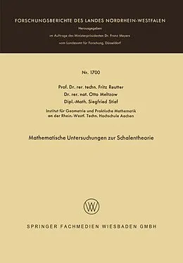 E-Book (pdf) Mathematische Untersuchungen zur Schalentheorie von Fritz Reutter, Otto Meltzow, Siegfried Stief