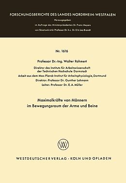 E-Book (pdf) Maximalkräfte von Männern im Bewegungsraum der Arme und Beine von Walter Rohmert