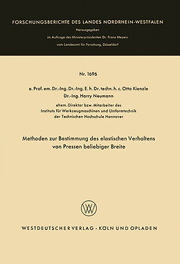 E-Book (pdf) Methoden zur Bestimmung des elastischen Verhaltens von Pressen beliebiger Breite von Otto Kienzle