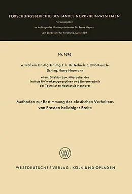 E-Book (pdf) Methoden zur Bestimmung des elastischen Verhaltens von Pressen beliebiger Breite von Otto Kienzle