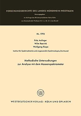 E-Book (pdf) Methodische Untersuchungen zur Analyse mit dem Massenspektrometer von Fritz Aulinger