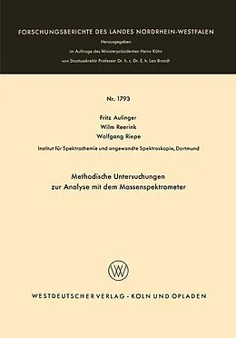 E-Book (pdf) Methodische Untersuchungen zur Analyse mit dem Massenspektrometer von Fritz Aulinger