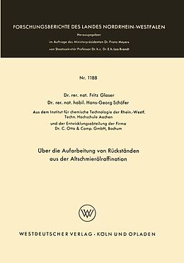 E-Book (pdf) Über die Aufarbeitung von Rückständen aus der Altschmierölraffination von Fritz Glaser