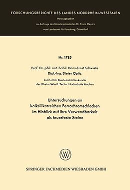 E-Book (pdf) Untersuchungen an kalksilikatreichen Ferrochromschlacken von Hans-Ernst Schwiete
