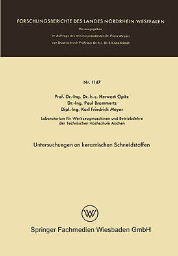 E-Book (pdf) Untersuchungen an keramischen Schneidstoffen von Herwart Opitz