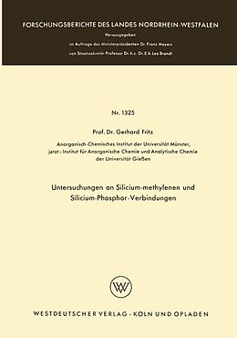 E-Book (pdf) Untersuchungen an Silicium-methylenen und Silicium-Phosphor-Verbindungen von Gerhard Fritz