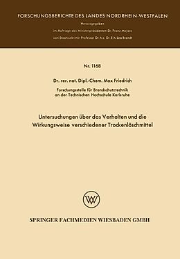 E-Book (pdf) Untersuchungen über das Verhalten und die Wirkungsweise verschiedener Trockenlöschmittel von Max Friedrich