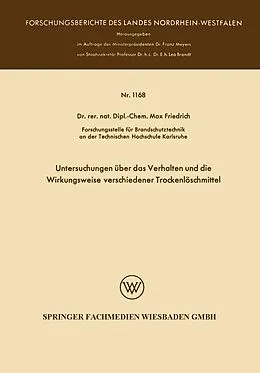 E-Book (pdf) Untersuchungen über das Verhalten und die Wirkungsweise verschiedener Trockenlöschmittel von Max Friedrich
