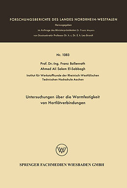 E-Book (pdf) Untersuchungen über die Warmfestigkeit von Hartlötverbindungen von Franz Bollenrath